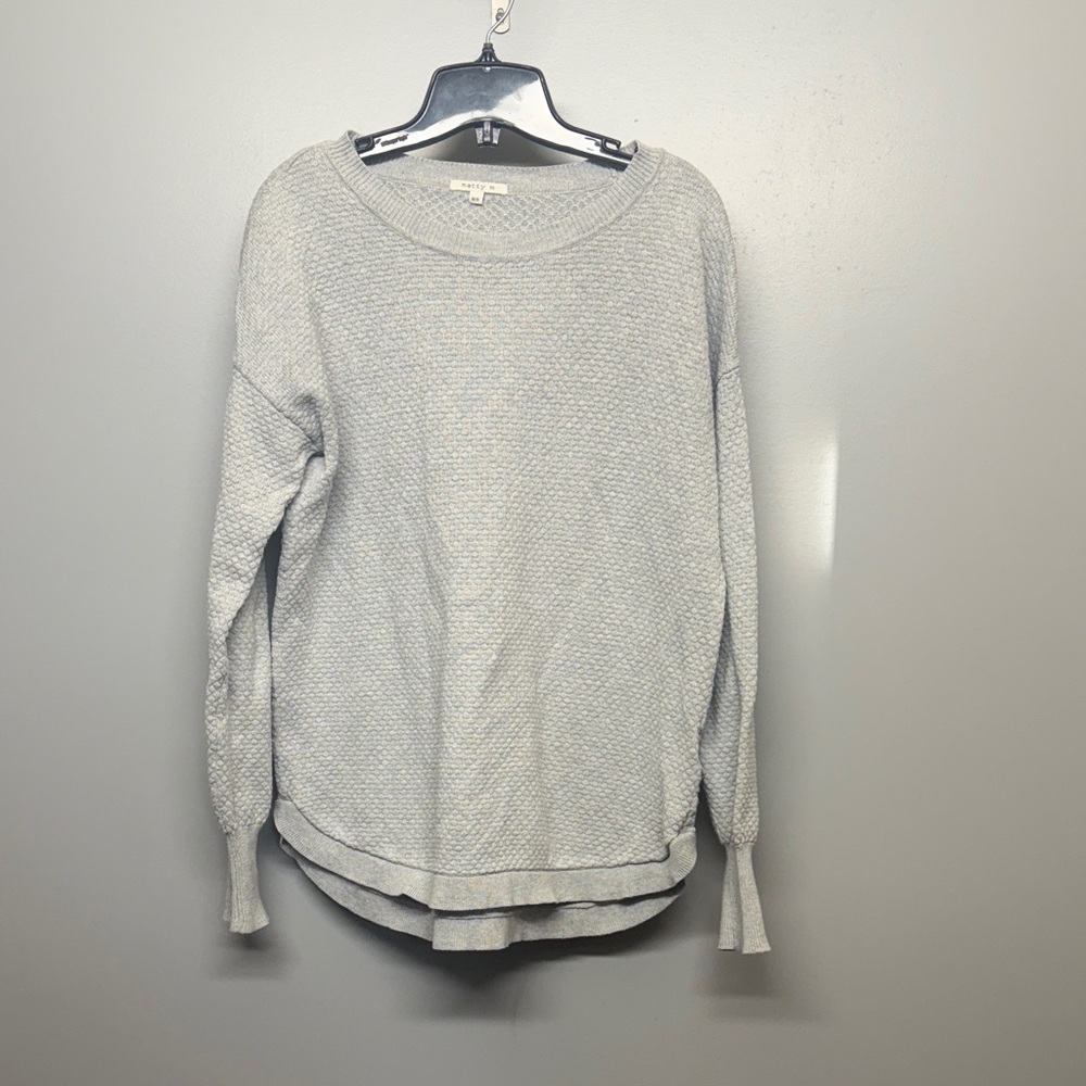Matty M Honeycomb Light Gray Crew Neck Long Sleeve Sweater SIZE M